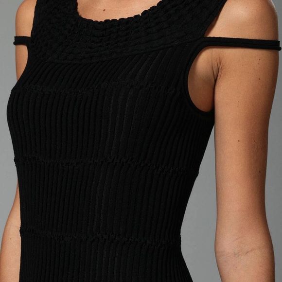 Valentino Garavani Black Jersey Ribbed Dress L NWT - Picture 2 of 6